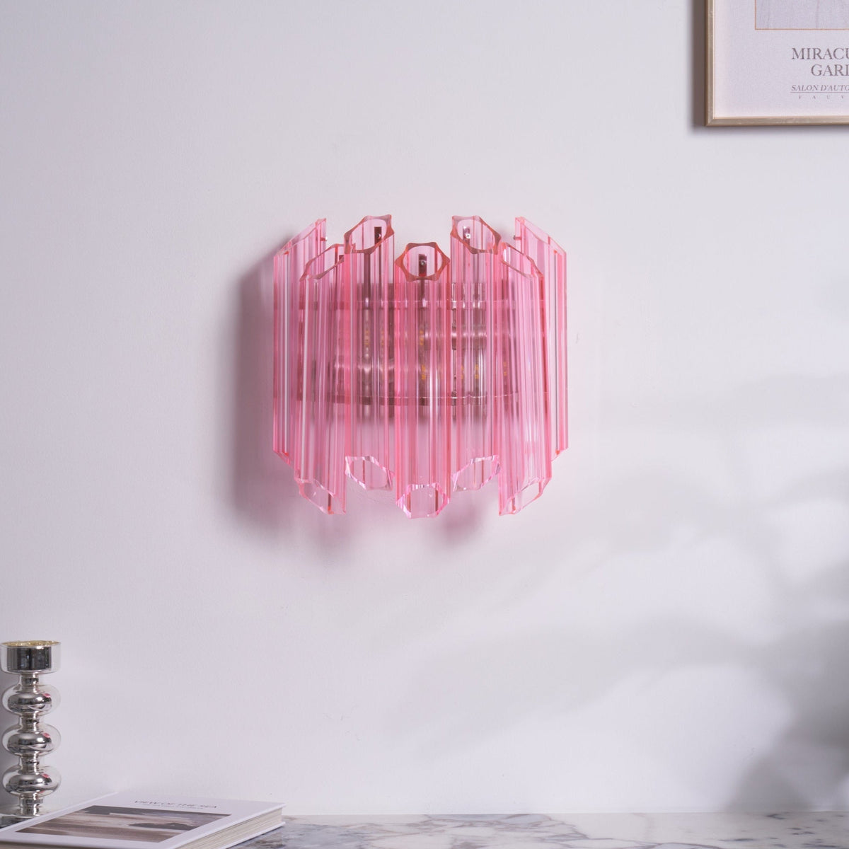 Aurora Wandleuchte Rosa Murano-Glasrohr