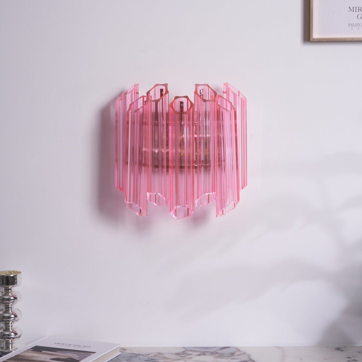 Aurora Wandleuchte Rosa Murano-Glasrohr