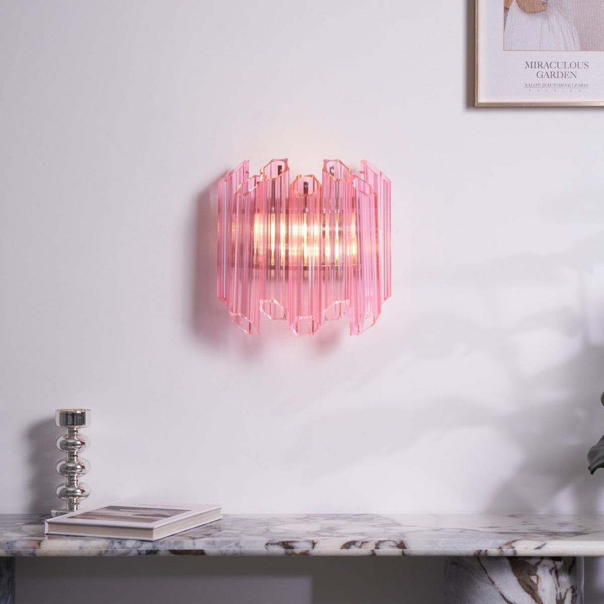 Aurora Wandleuchte Rosa Murano-Glasrohr