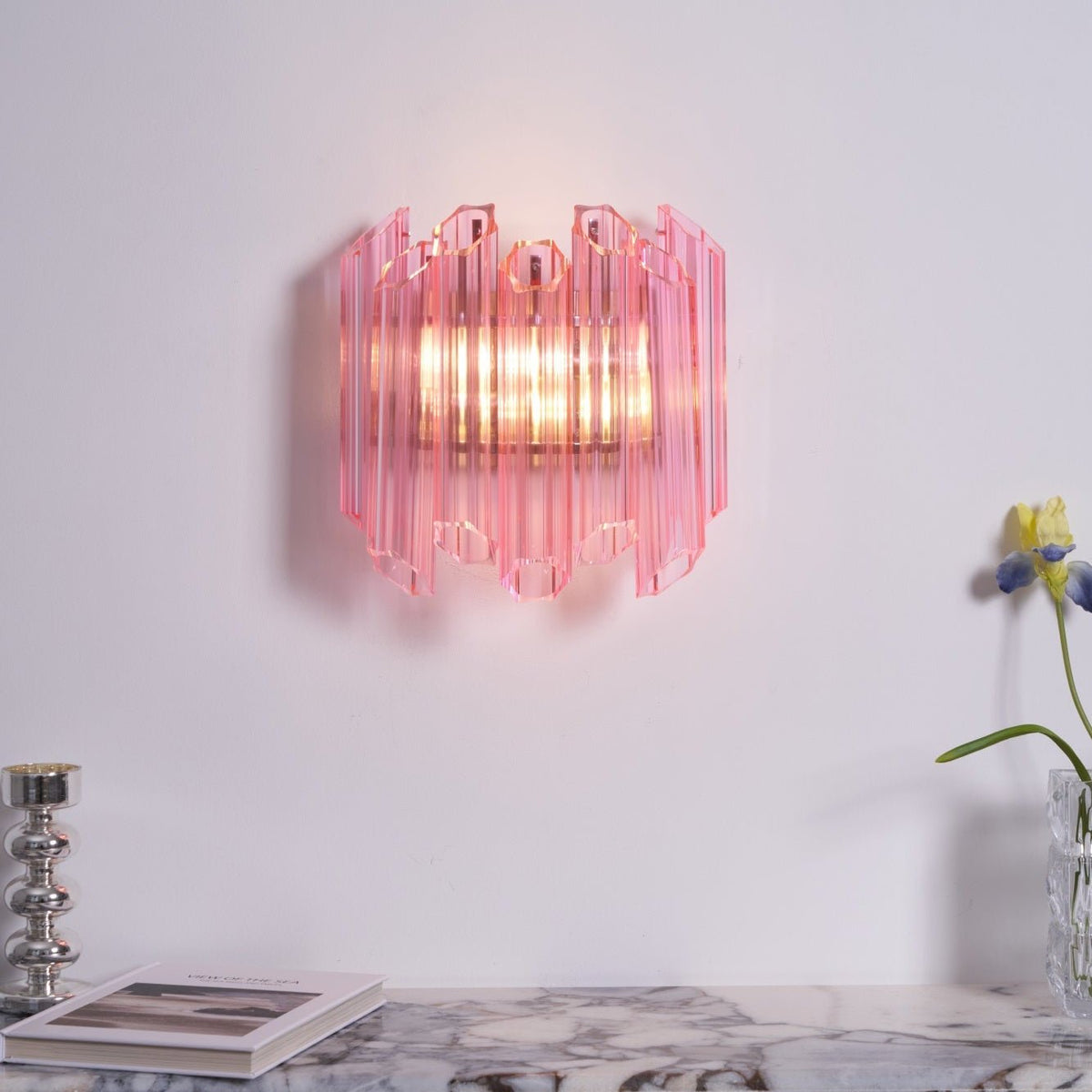 Aurora Wandleuchte Rosa Murano-Glasrohr