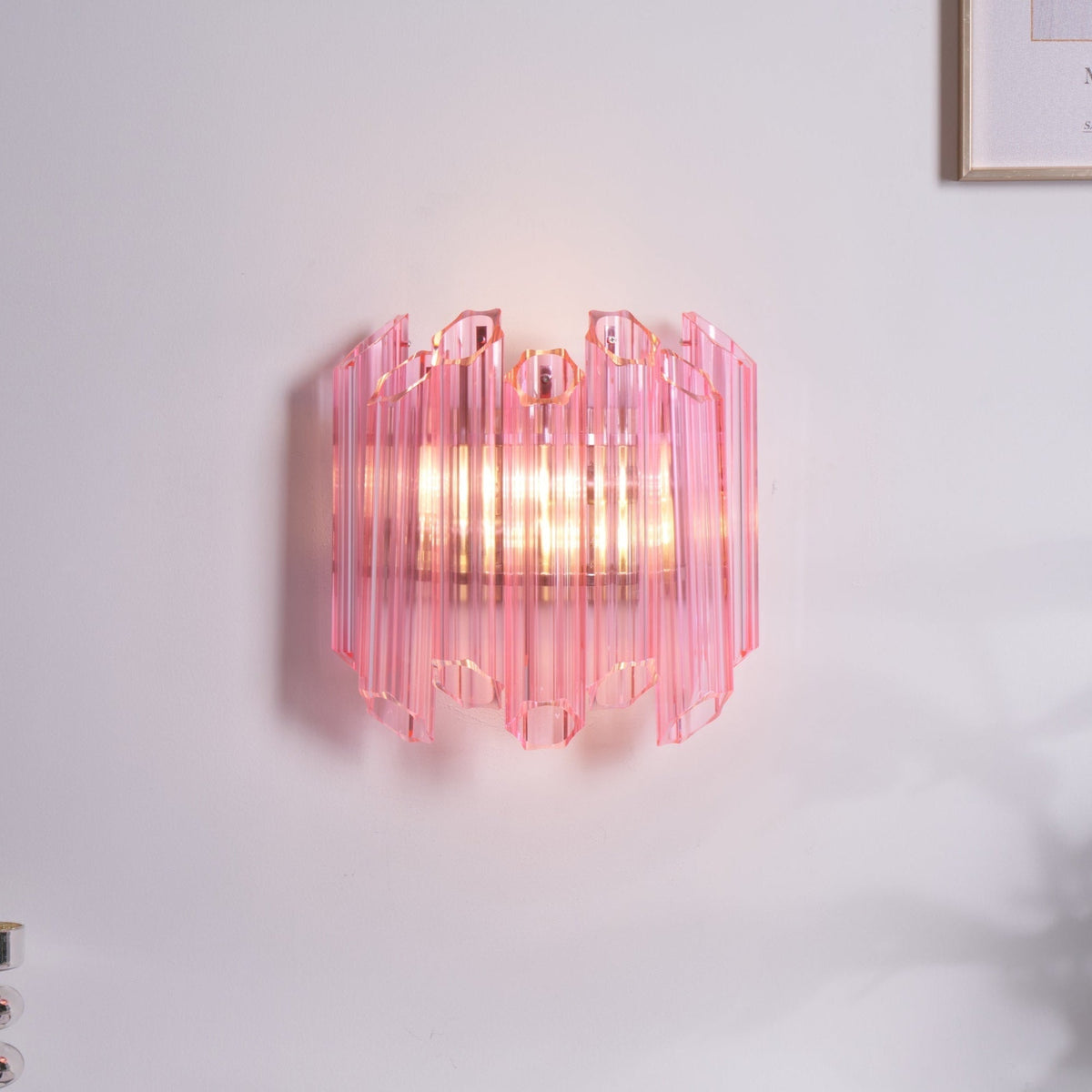 Aurora Wandleuchte Rosa Murano-Glasrohr