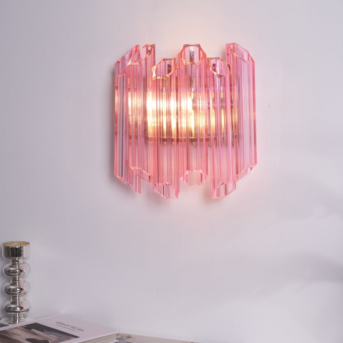 Aurora Wandleuchte Rosa Murano-Glasrohr
