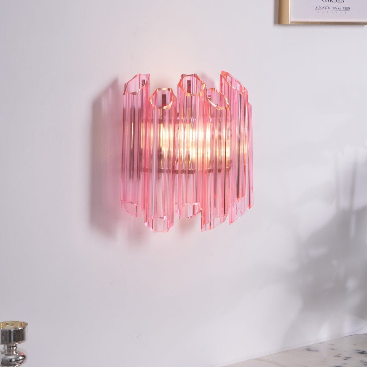 Aurora Wandleuchte Rosa Murano-Glasrohr