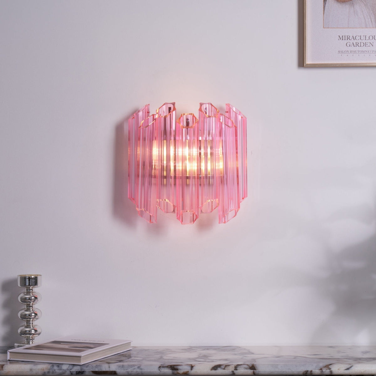 Aurora Wandleuchte Rosa Murano-Glasrohr