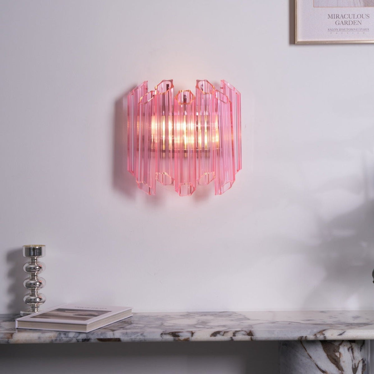 Aurora Wandleuchte Rosa Murano-Glasrohr
