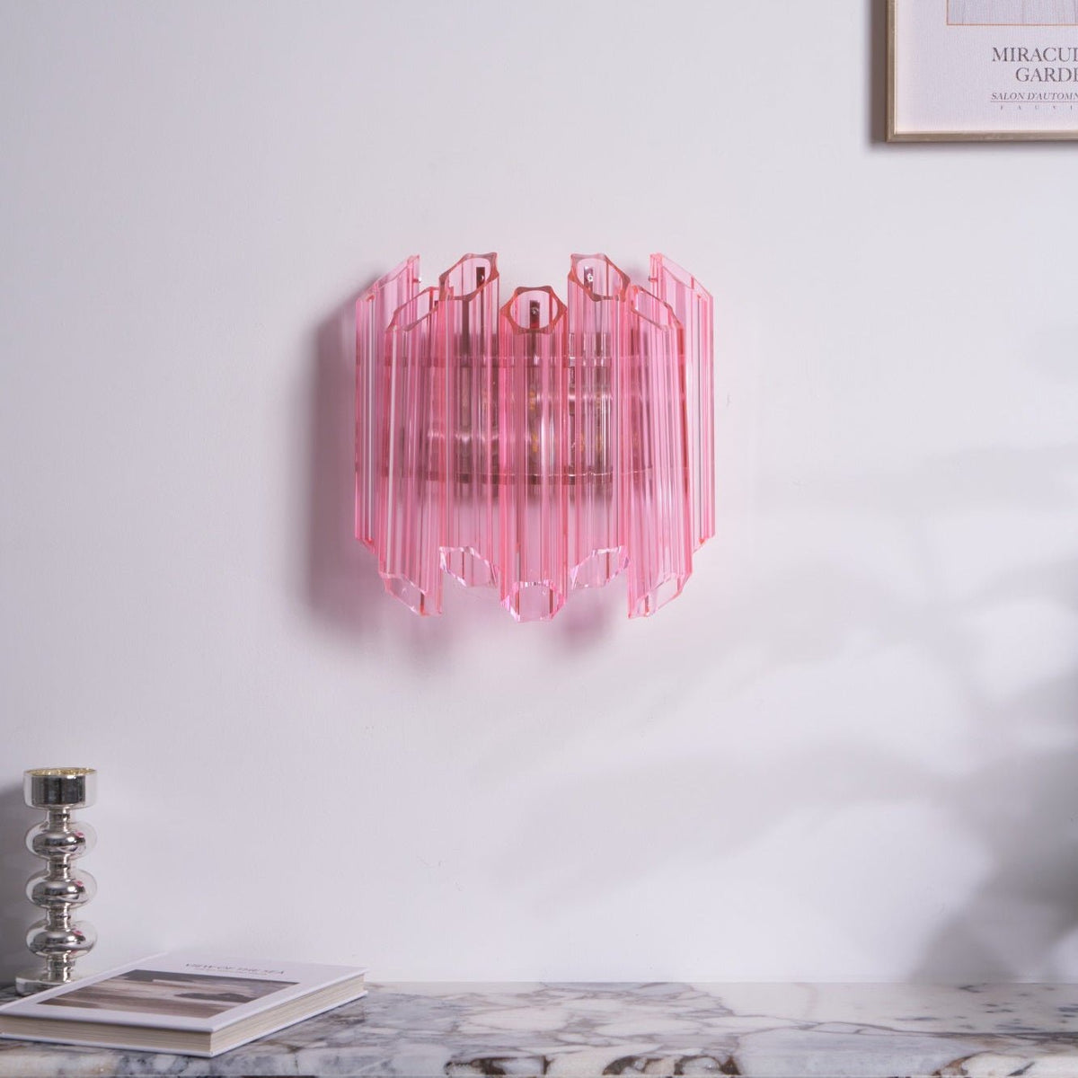 Aurora Wandleuchte Rosa Murano-Glasrohr