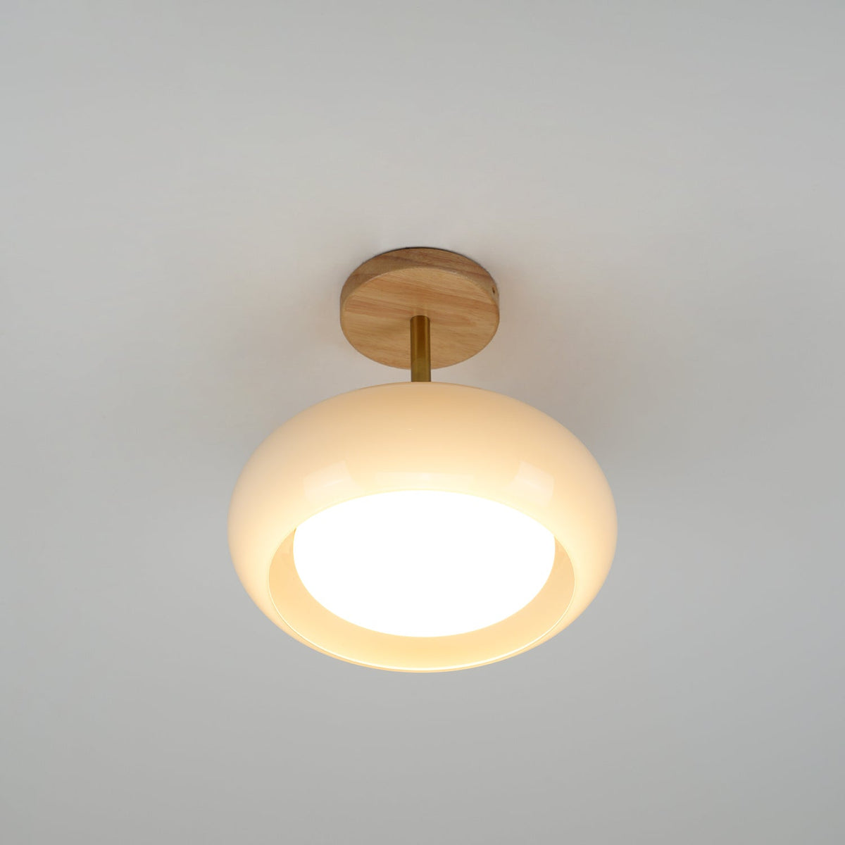 Aldaline Deckenleuchte aus Glas und Holz mit Lampenschirm