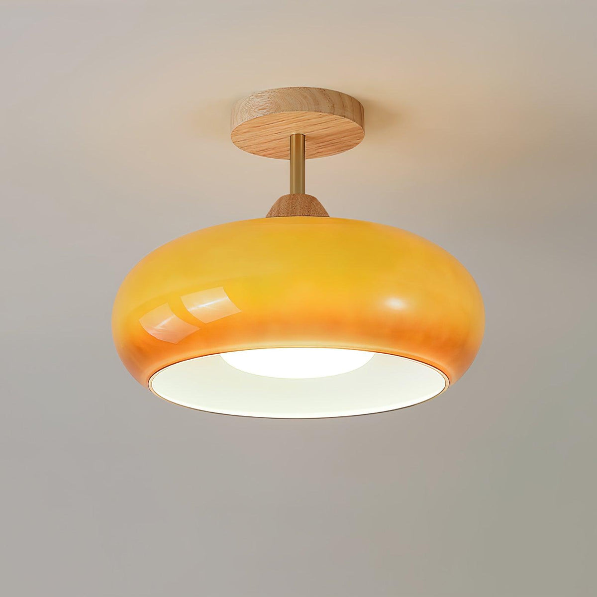 Aldaline Deckenleuchte aus Glas und Holz mit Lampenschirm