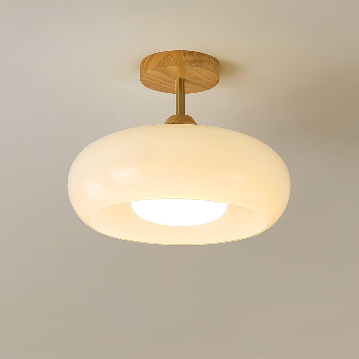 Aldaline Deckenleuchte aus Glas und Holz mit Lampenschirm