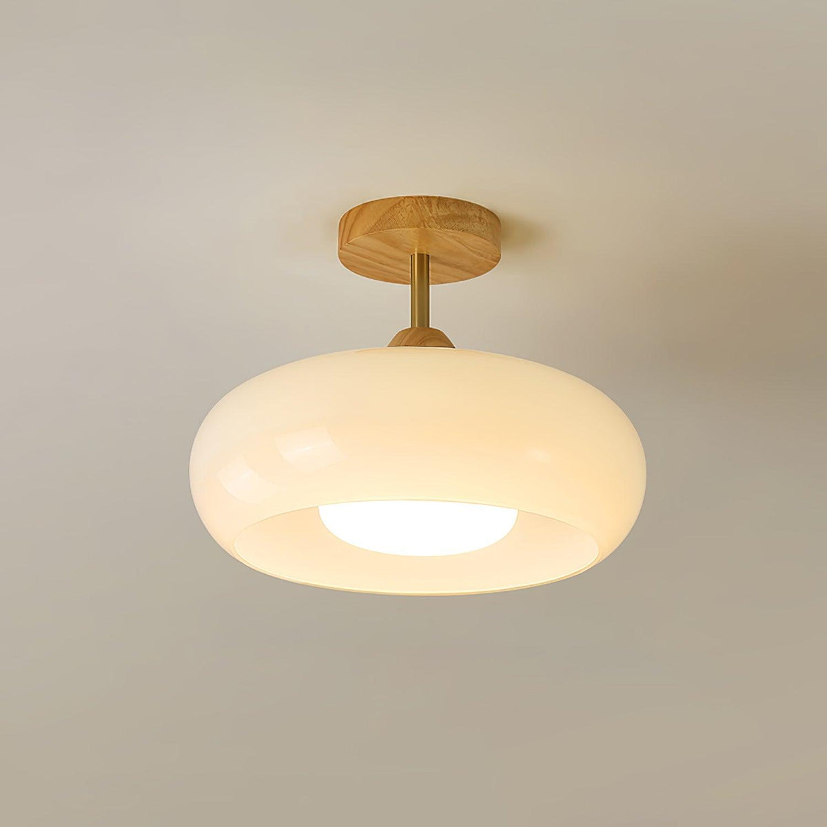 Aldaline Deckenleuchte aus Glas und Holz mit Lampenschirm