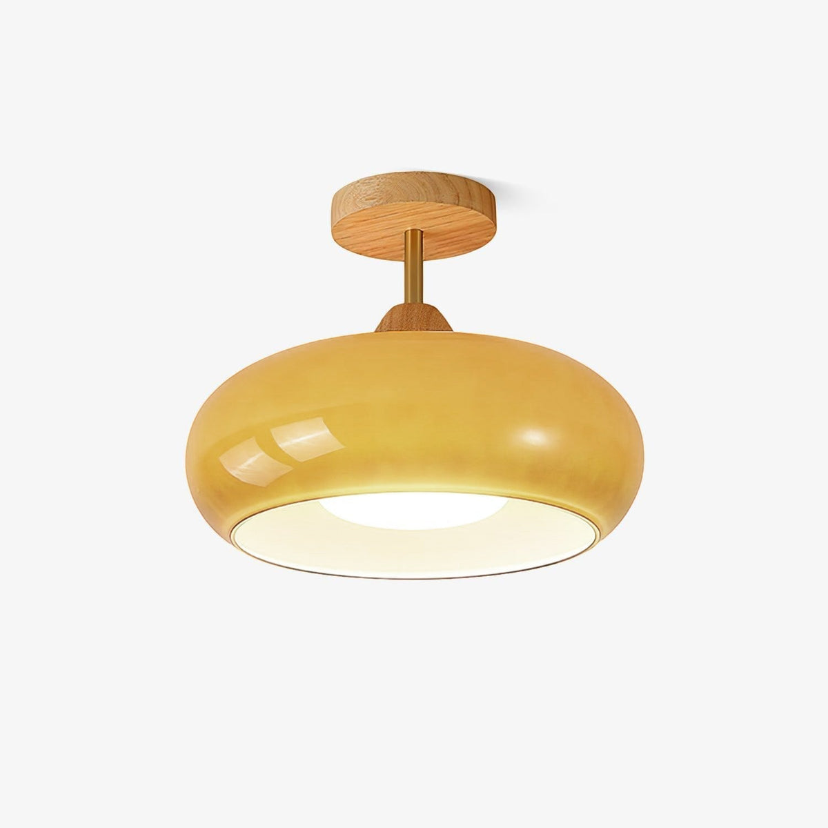 Aldaline Deckenleuchte aus Glas und Holz mit Lampenschirm