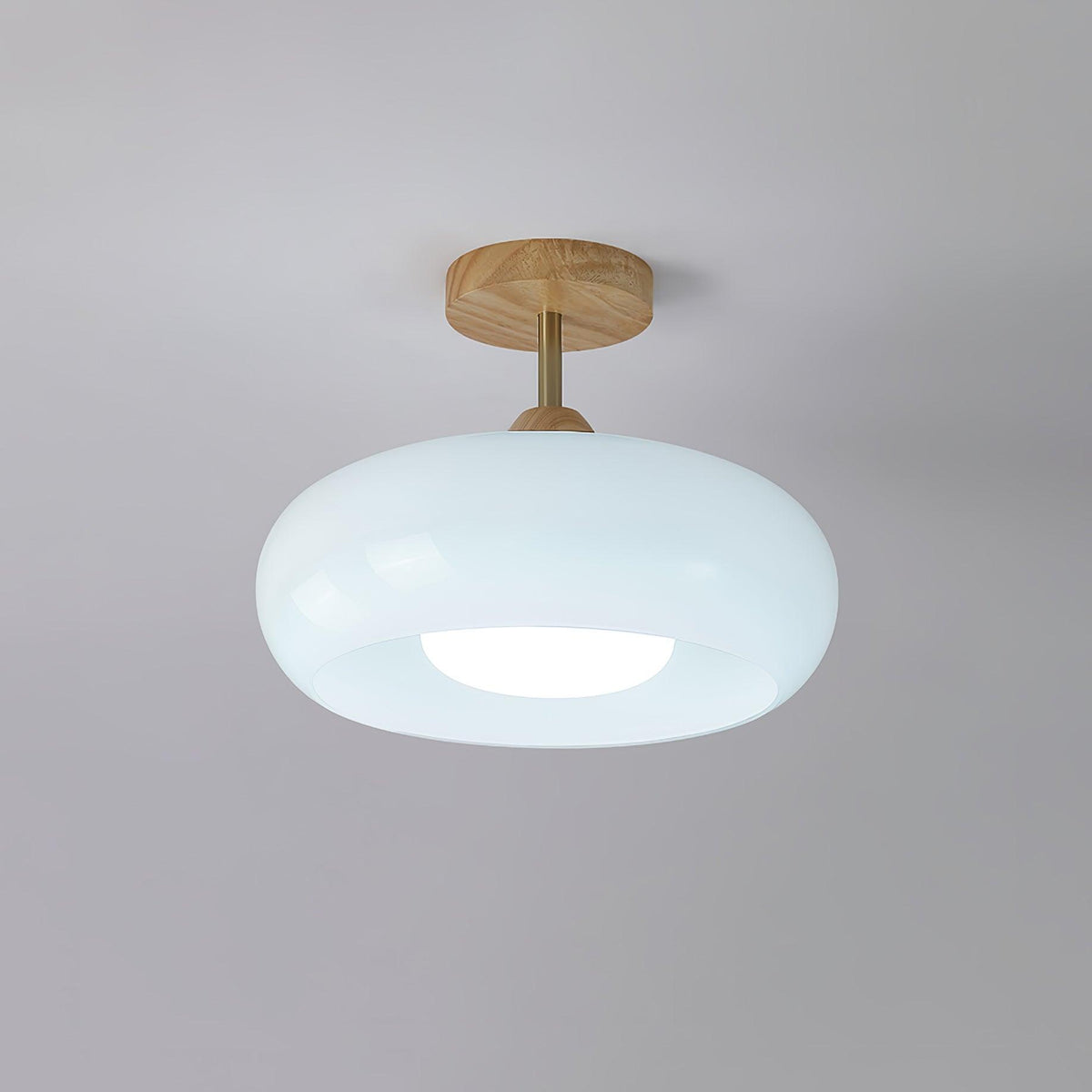 Aldaline Deckenleuchte aus Glas und Holz mit Lampenschirm