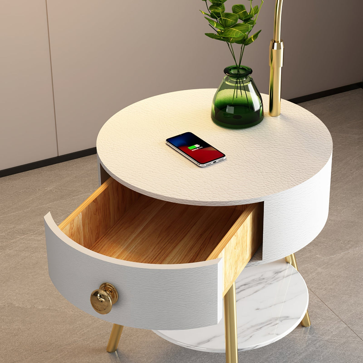 Yase Stehleuchte aus Holz und Marmor