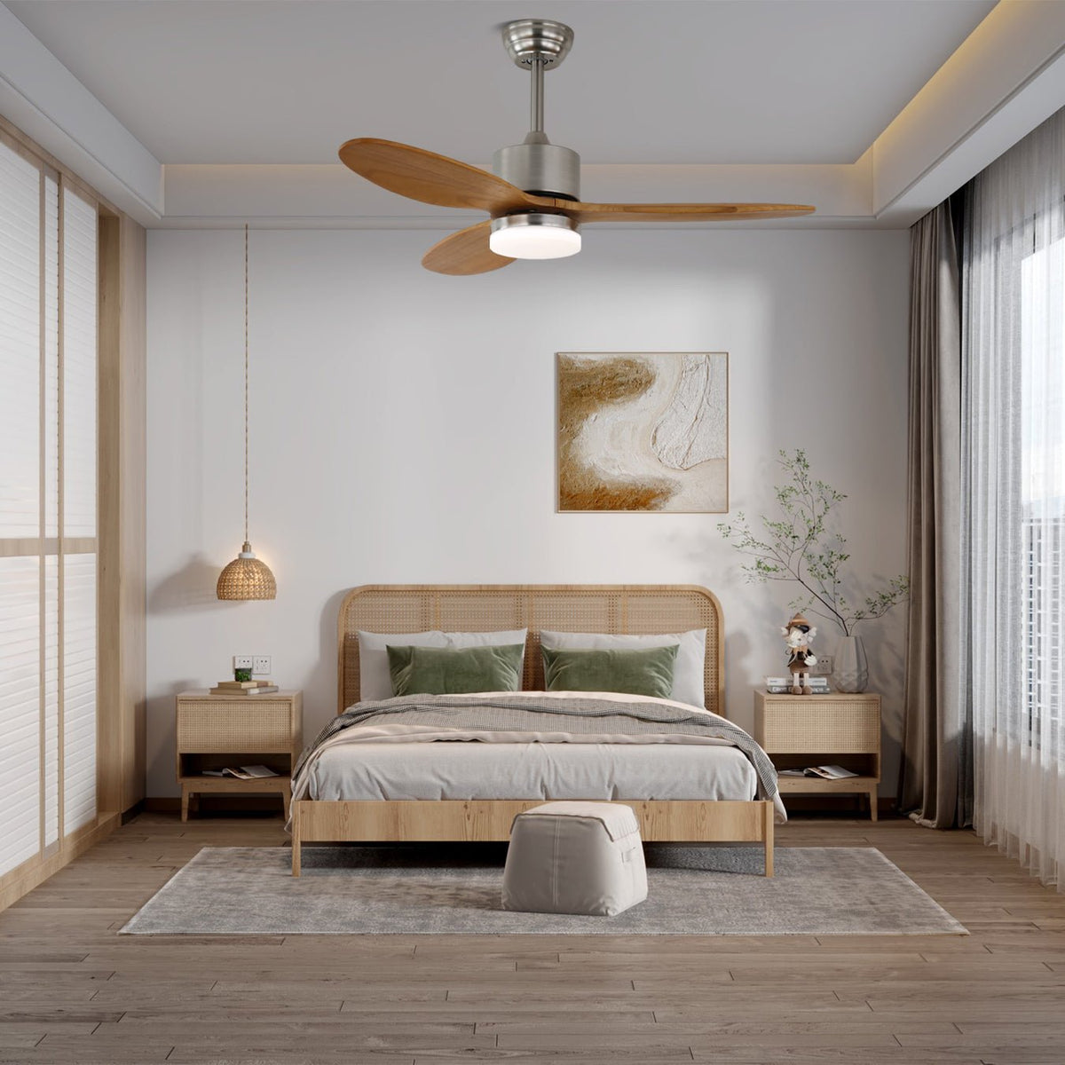 Aldirella minimalistisch Deckenventilator mit Beleuchtung aus Holz