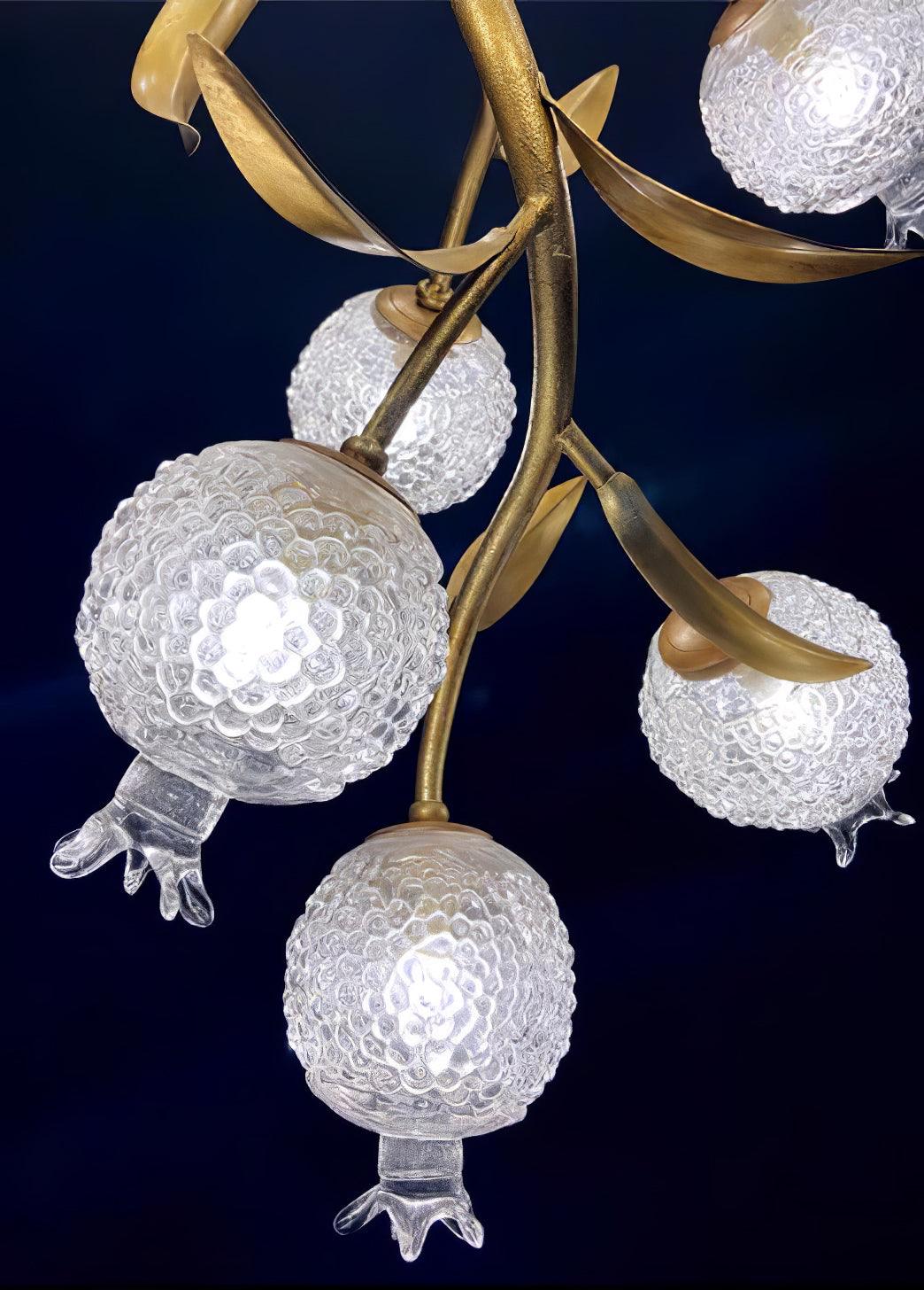 Bexlyn Elegance Granatapfel-Messing-Glas-Deckenleuchte