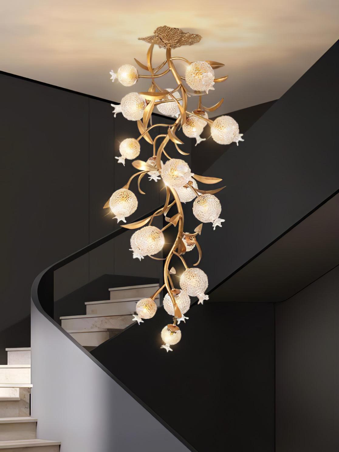 Bexlyn Elegance Granatapfel-Messing-Glas-Deckenleuchte