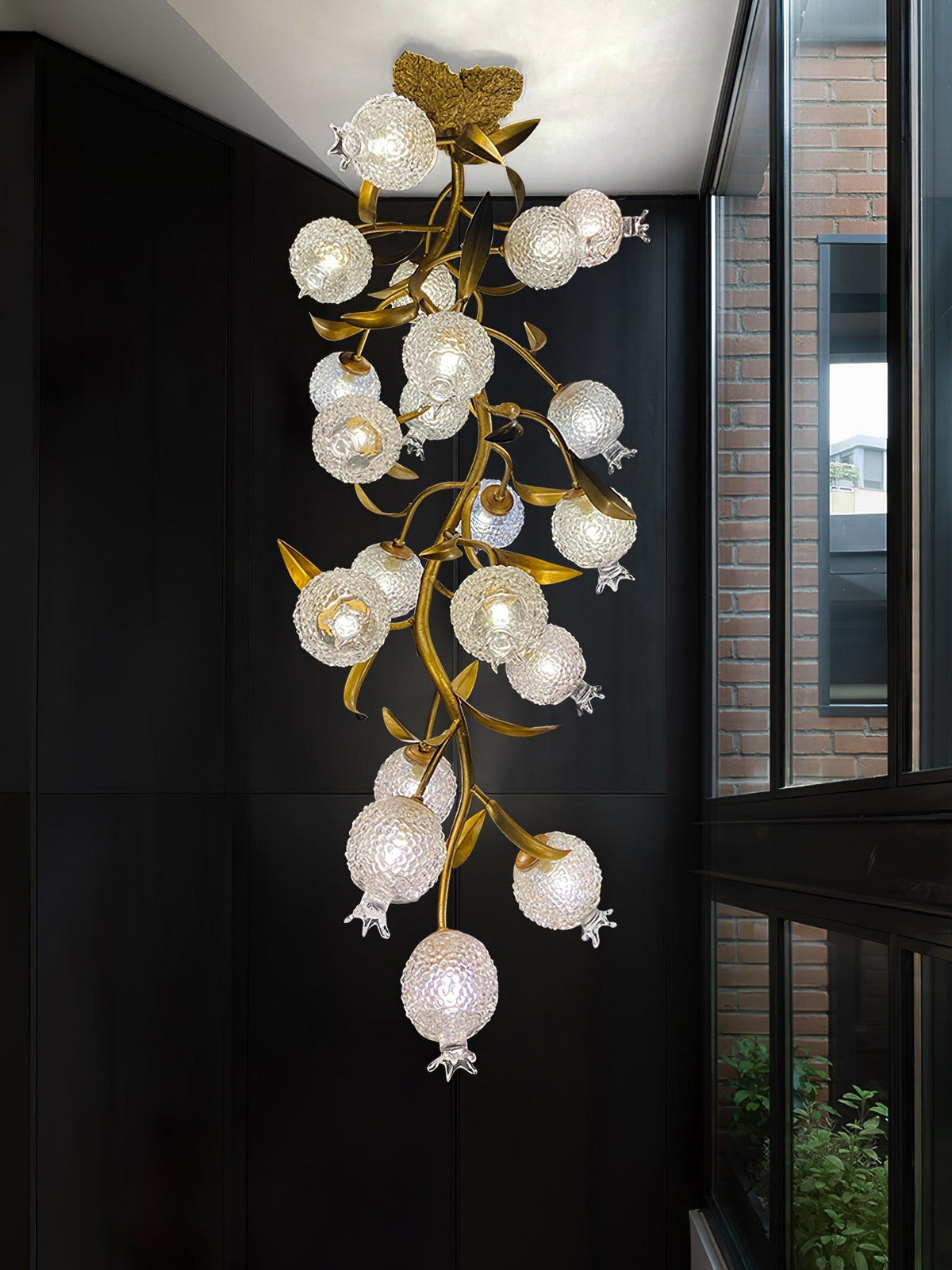 Bexlyn Elegance Granatapfel-Messing-Glas-Deckenleuchte