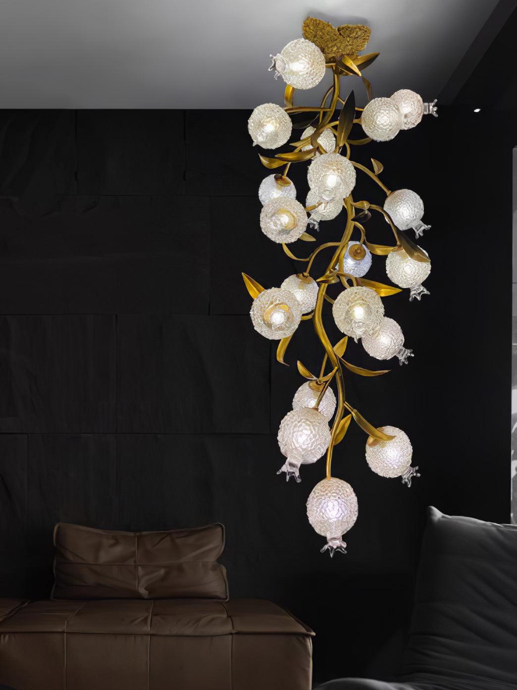 Bexlyn Elegance Granatapfel-Messing-Glas-Deckenleuchte
