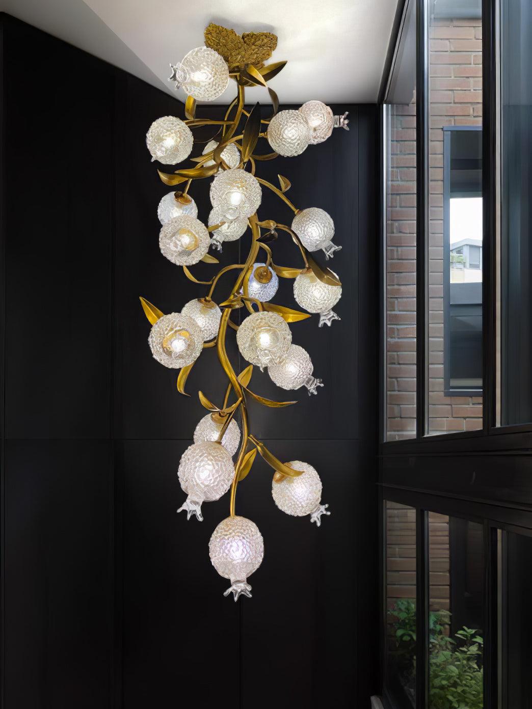 Bexlyn Elegance Granatapfel-Messing-Glas-Deckenleuchte