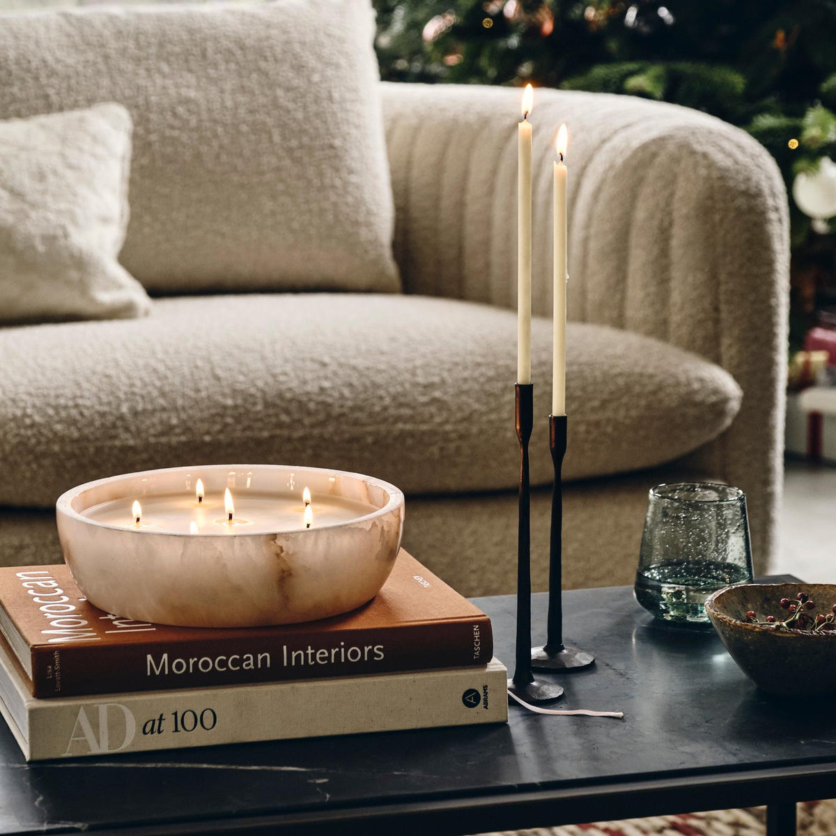 Pomelo Tass Marmor Candlestick Ornaments in Kieselsteinform