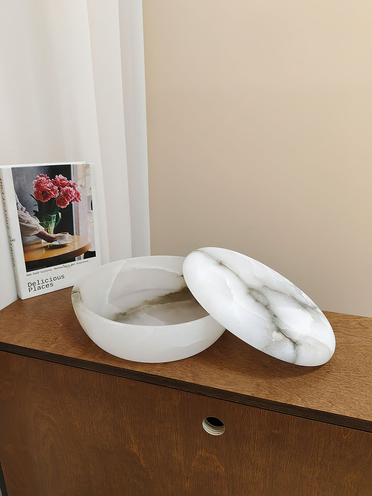 Pomelo Tass Marmor Candlestick Ornaments in Kieselsteinform
