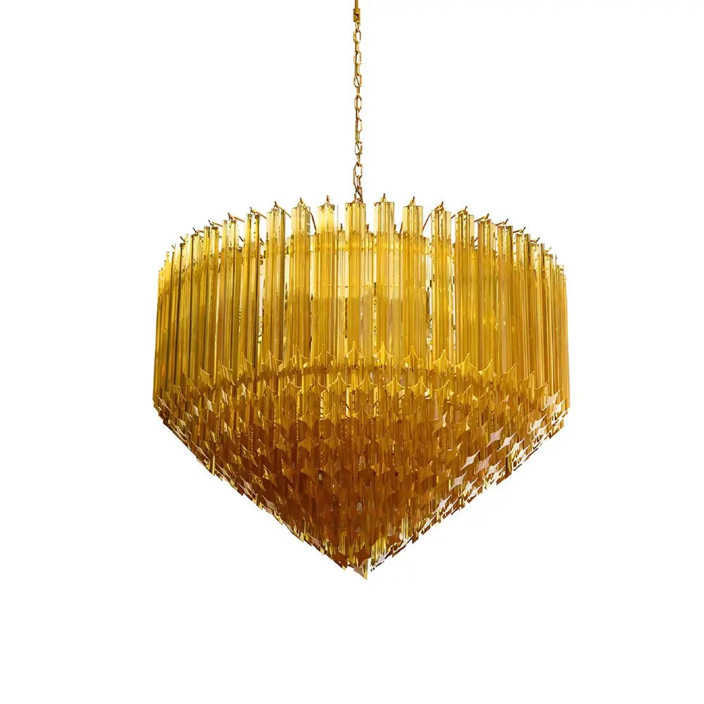 Celiselle Kronleuchter aus bernsteinfarbenem Murano-Glas mit Prismen Grand Art