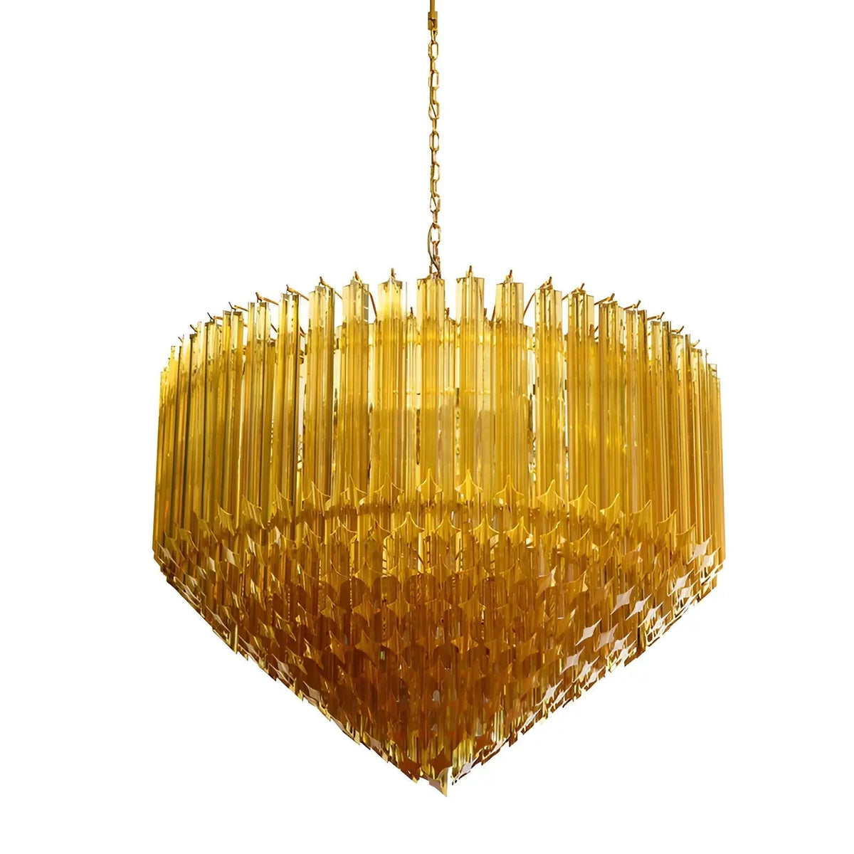 Celiselle Kronleuchter aus bernsteinfarbenem Murano-Glas mit Prismen Grand Art