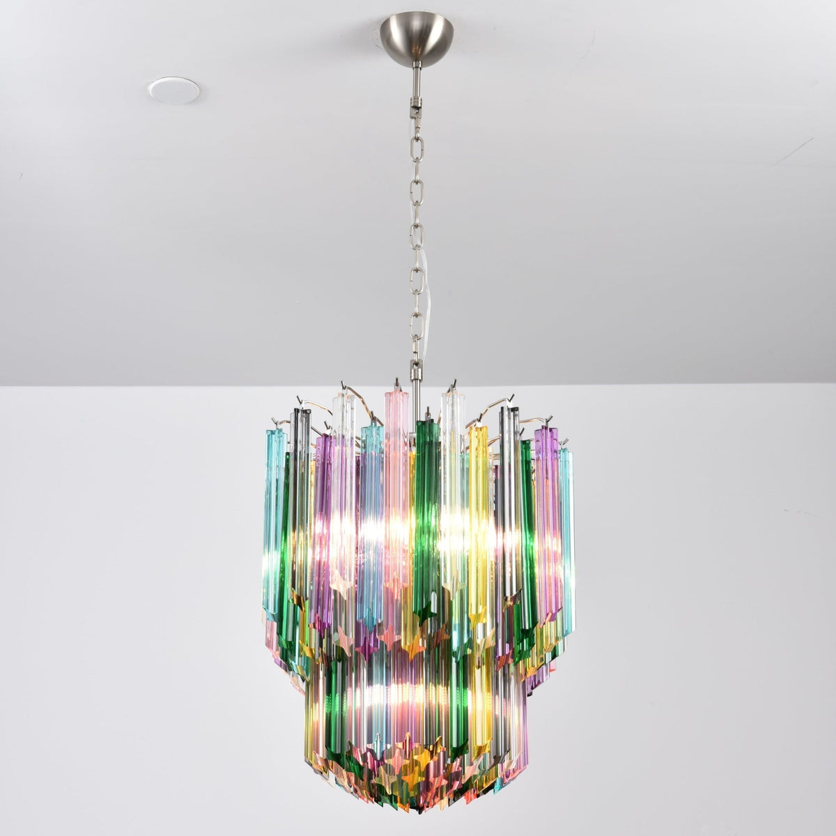 Celorelle Kronleuchter aus Murano-Glas in Mehrfarbigem Prismen-Design