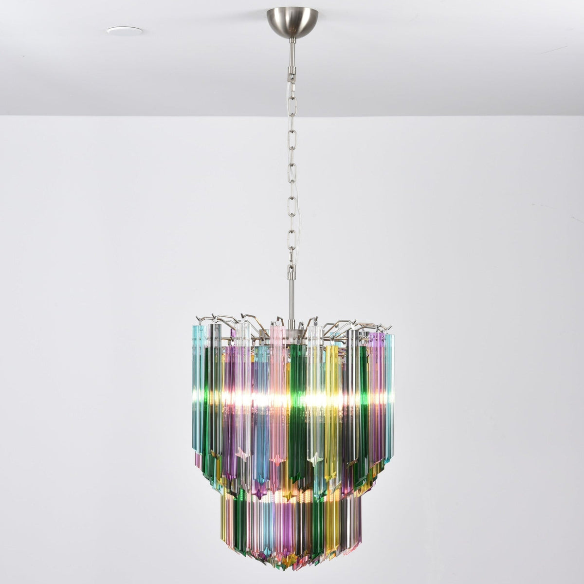 Celorelle Kronleuchter aus Murano-Glas in Mehrfarbigem Prismen-Design