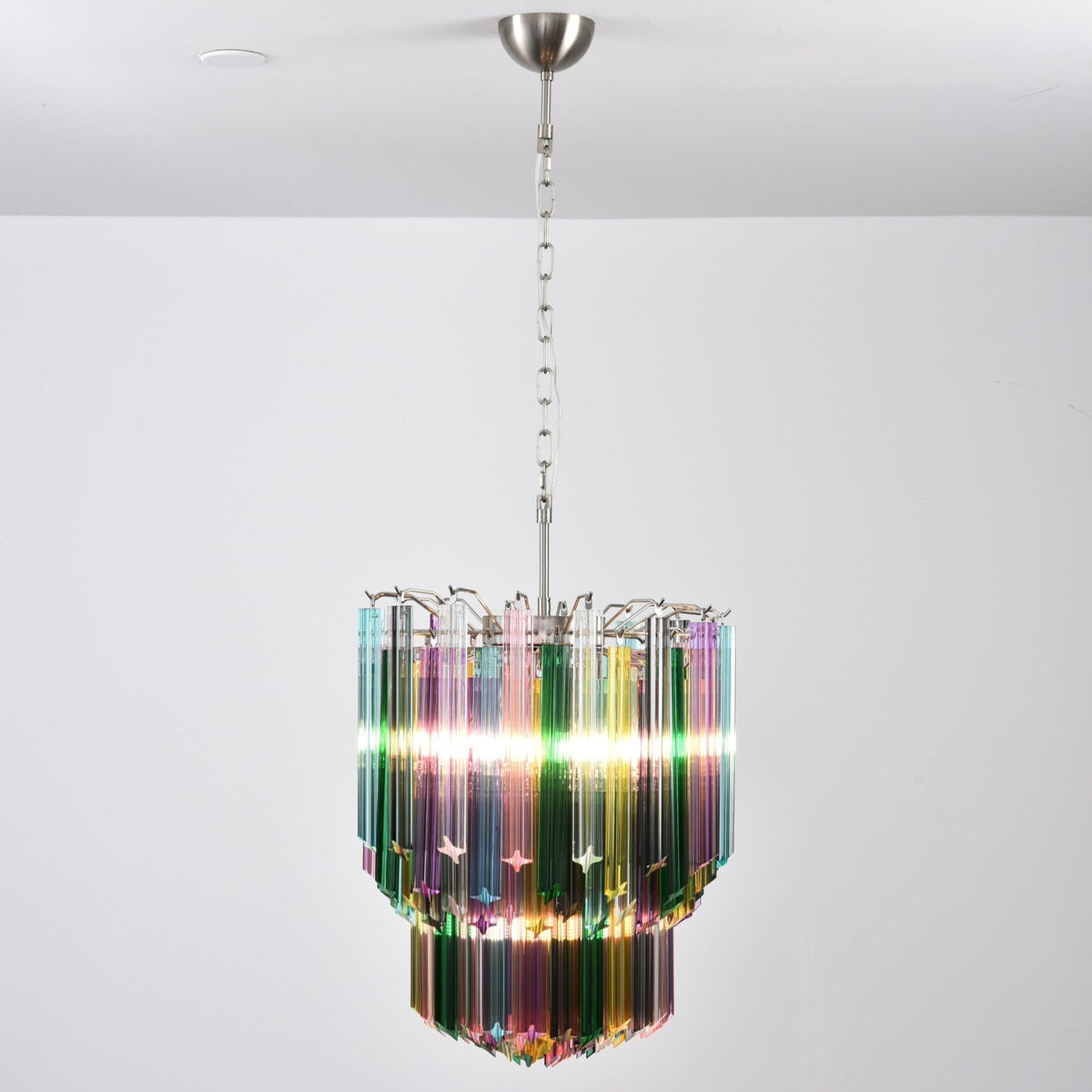 Celorelle Kronleuchter aus Murano-Glas in Mehrfarbigem Prismen-Design
