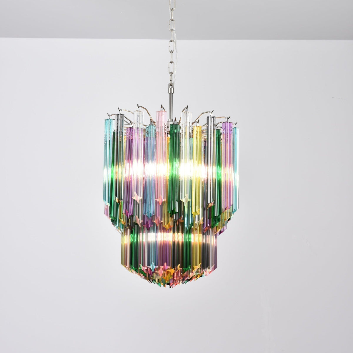 Celorelle Kronleuchter aus Murano-Glas in Mehrfarbigem Prismen-Design