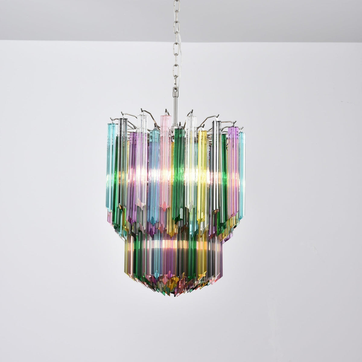 Celorelle Kronleuchter aus Murano-Glas in Mehrfarbigem Prismen-Design