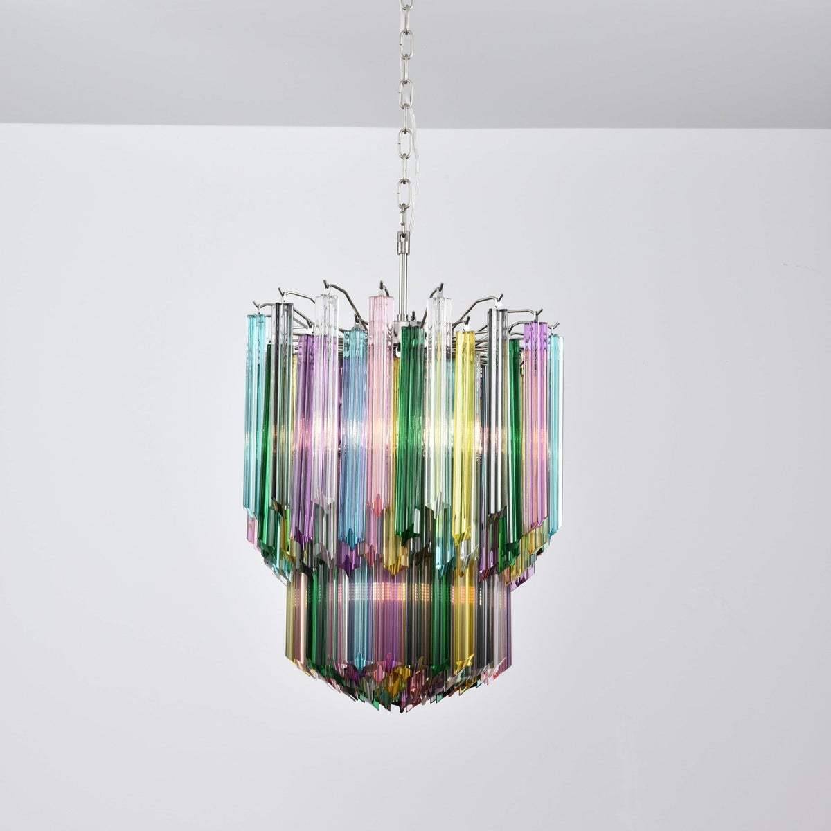 Celorelle Kronleuchter aus Murano-Glas in Mehrfarbigem Prismen-Design