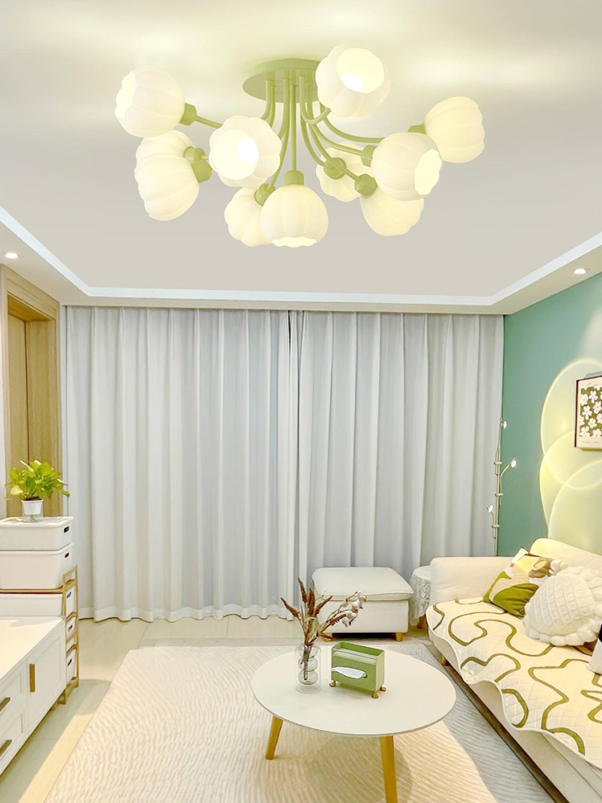 Zenorarae Elegance Matcha-Glas-Deckenleuchte