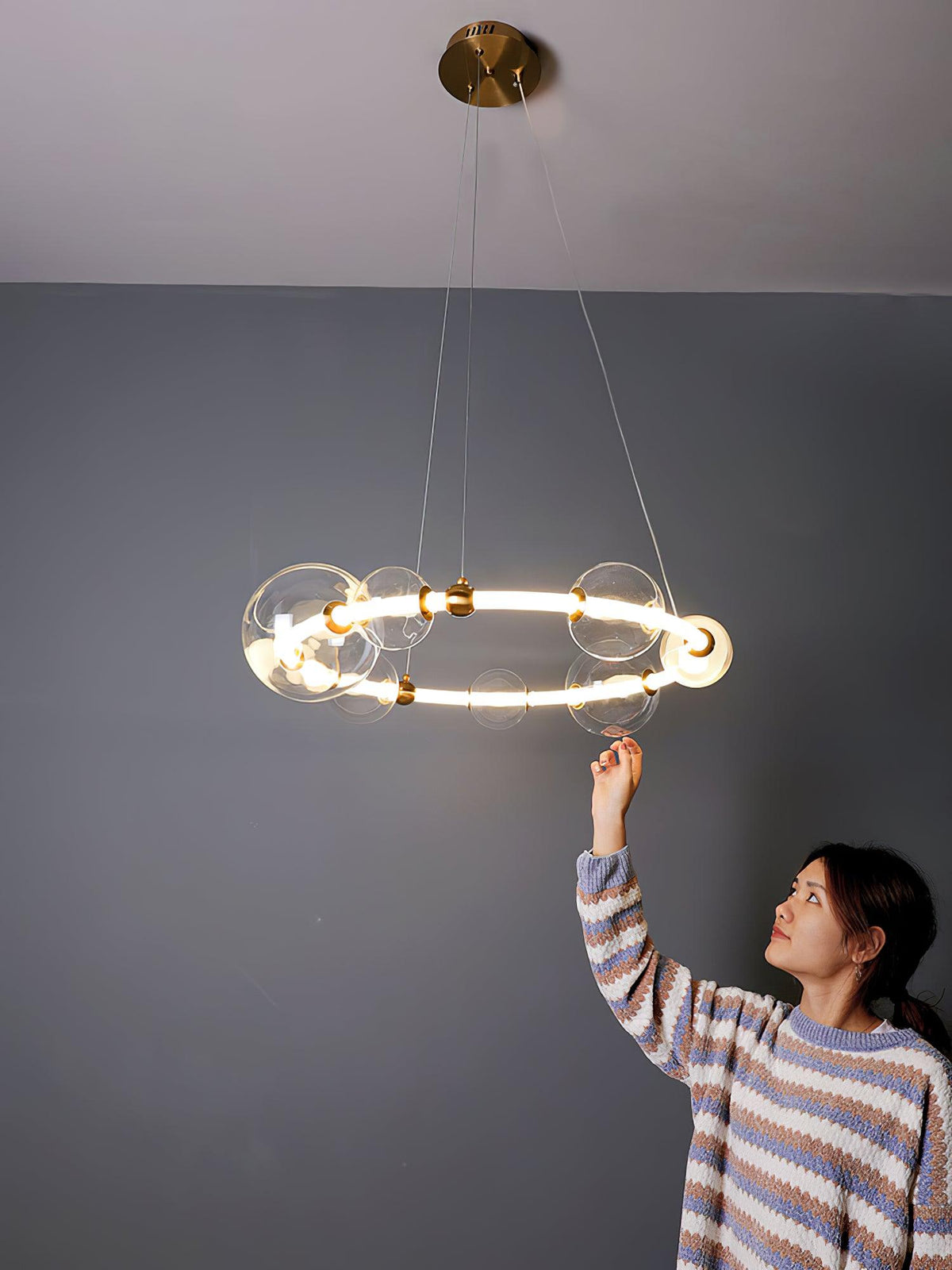 Cera Kronleuchter Bubble Klar Ring zeitgenössisch minimalistisch