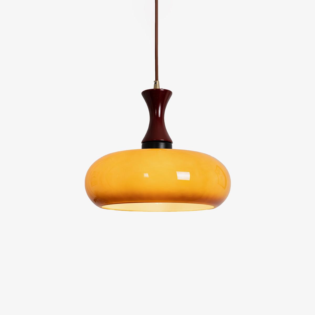 Cadenza Pendelleuchte aus Holz im Retro-Stil in Gelb