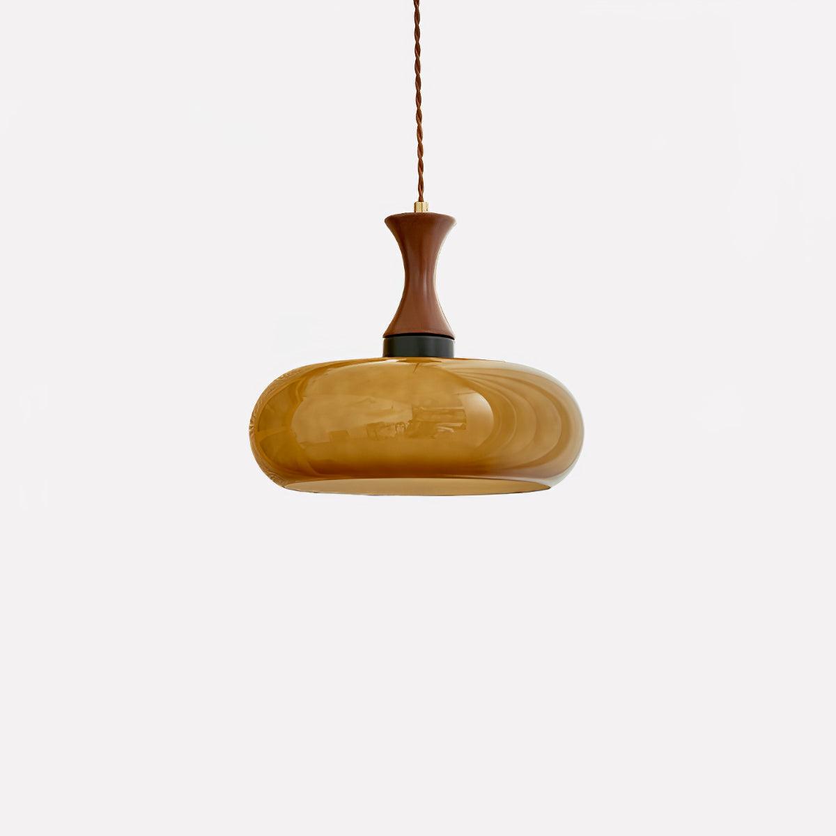 Cadenza Pendelleuchte aus Holz im Retro-Stil in Gelb