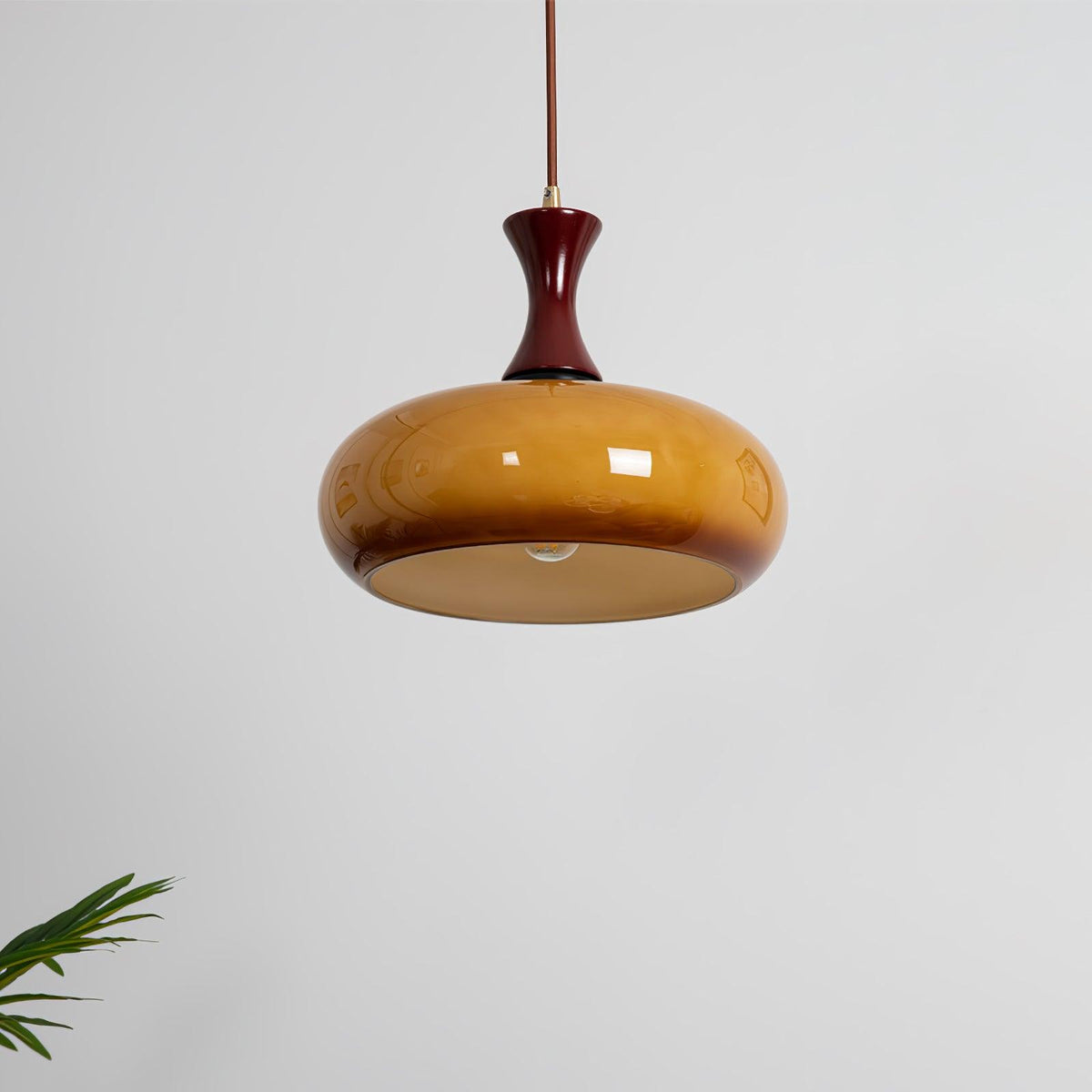 Cadenza Pendelleuchte aus Holz im Retro-Stil in Gelb