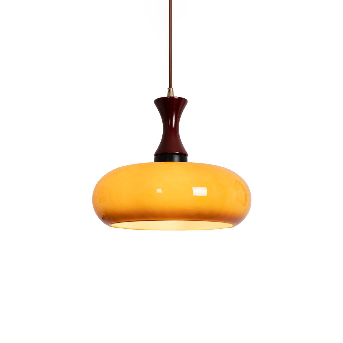 Cadenza Pendelleuchte aus Holz im Retro-Stil in Gelb