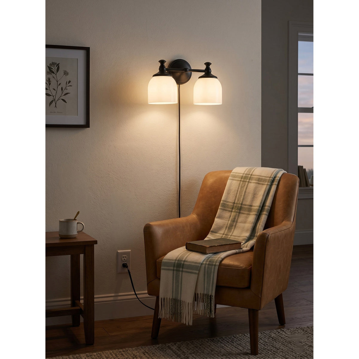 Celiaya Chart-Glas-Wandleuchte mit Stecker