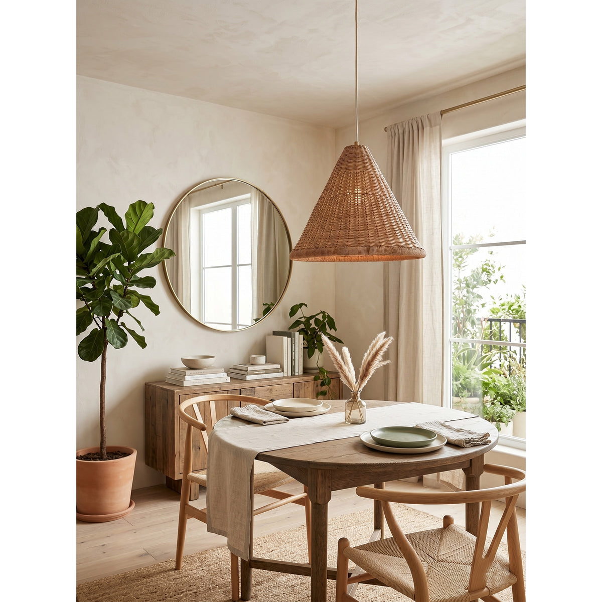 Kasbah Rattan konische Pendelleuchte
