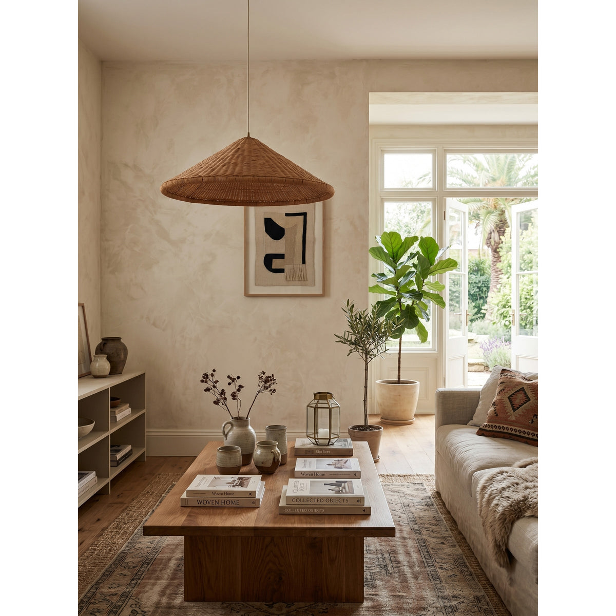 Kasbah Rattan konische Pendelleuchte