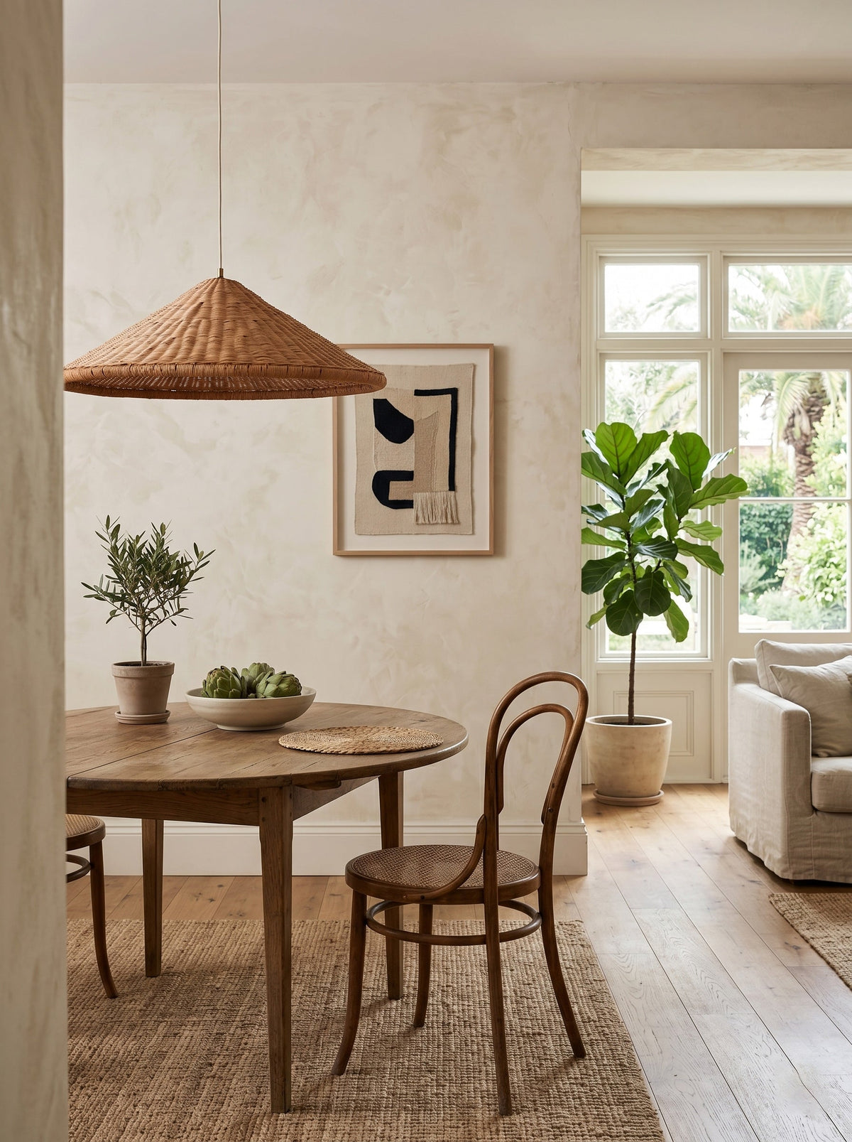 Kasbah Rattan konische Pendelleuchte