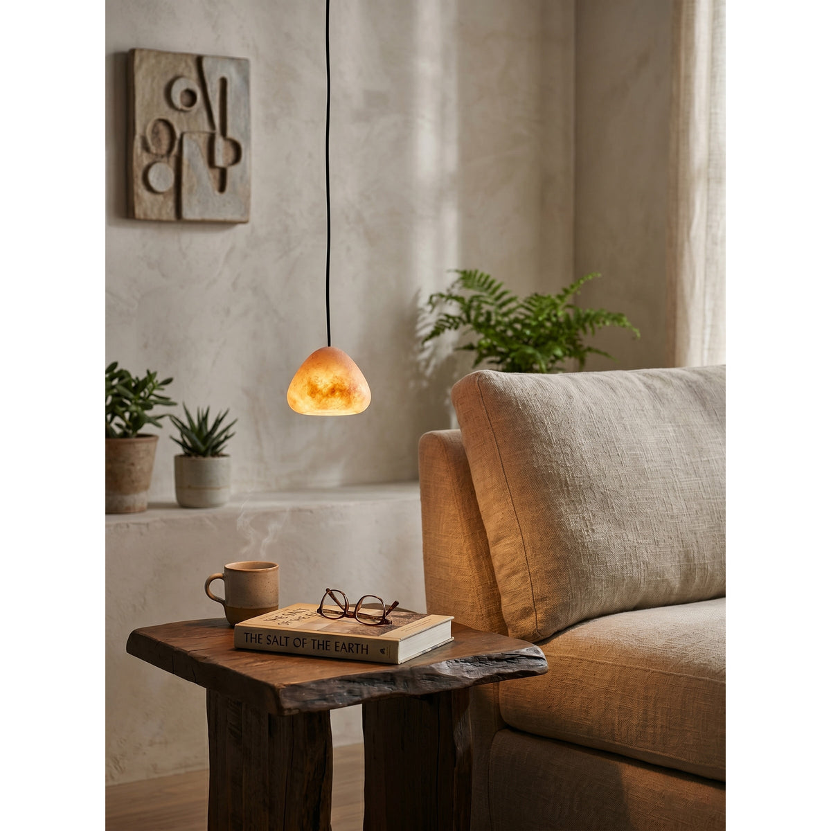 Morphe Alabaster-Pendelleuchte