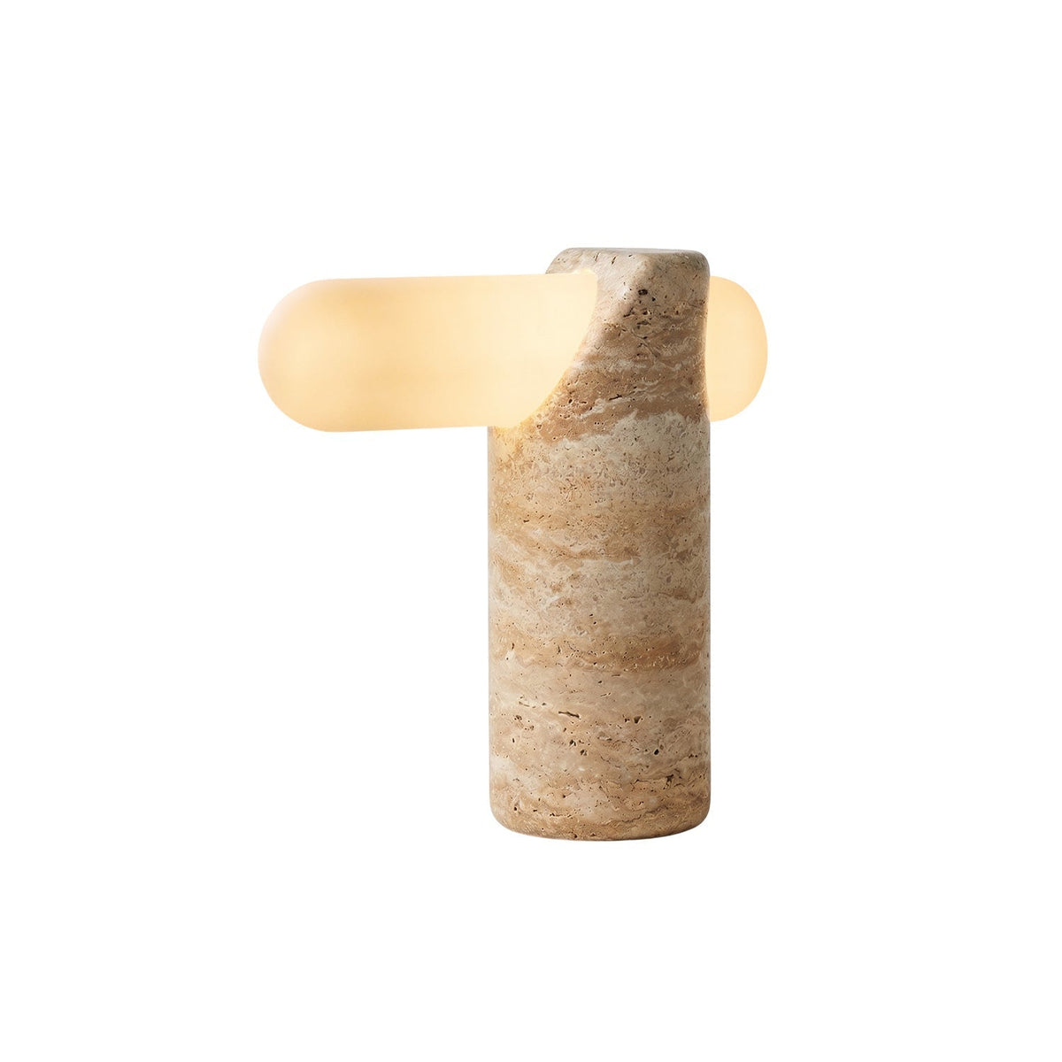 Marwen Travertin-Tischleuchte in Beige