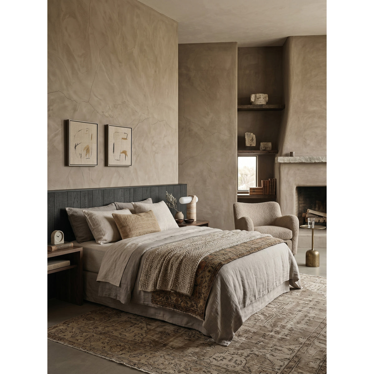 Marwen Travertin-Tischleuchte in Beige