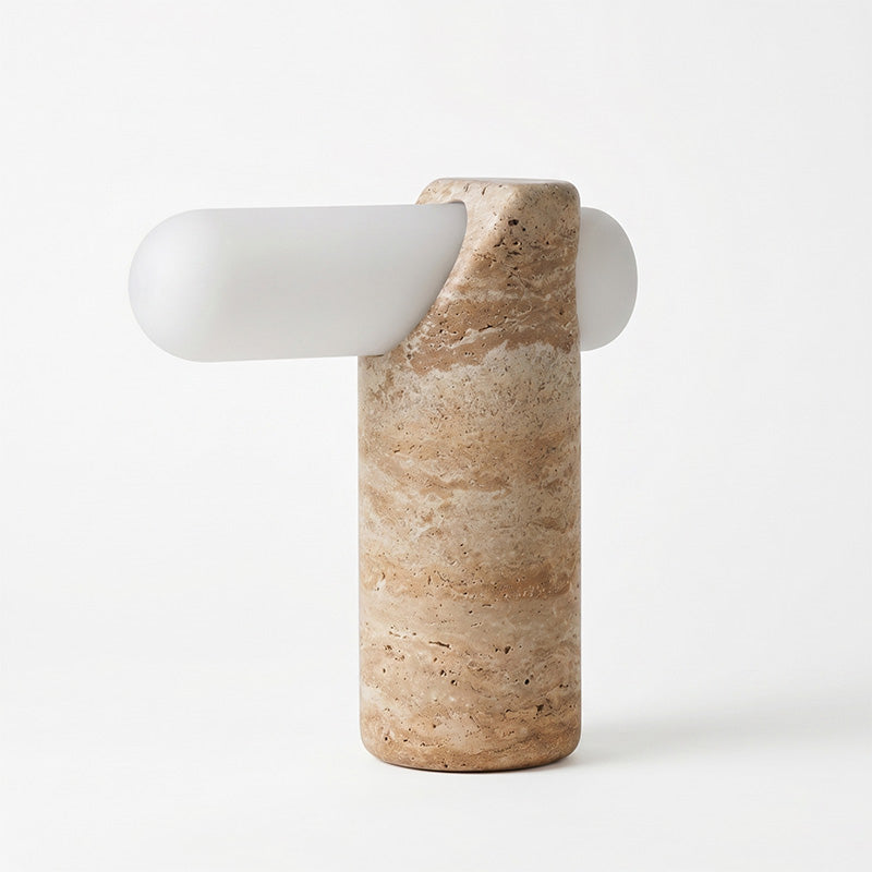 Marwen Travertin-Tischleuchte in Beige
