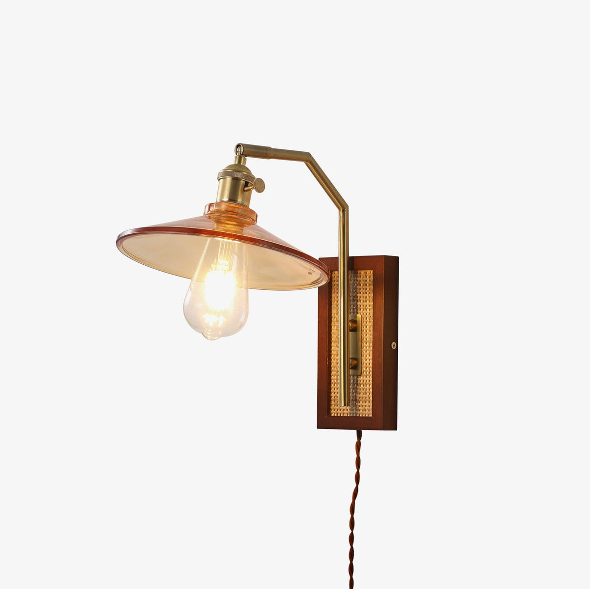 Brix Premium zeitgenössische Kunstglas-Wandleuchte mit Bambus