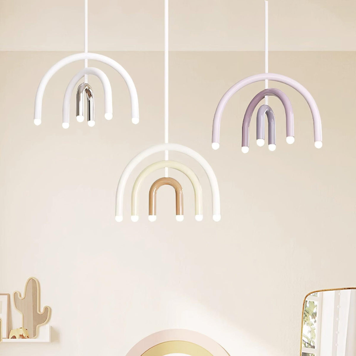Regenbogen-Modell Metall-Arc-Pendelleuchte für Wohnzimmer und Esszimmer