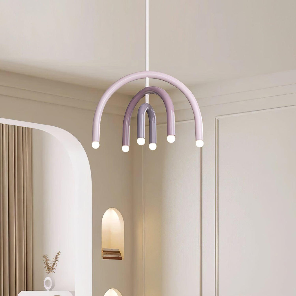 Regenbogen-Modell Metall-Arc-Pendelleuchte für Wohnzimmer und Esszimmer